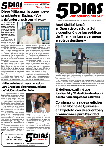 Lee el Diario 5 Días de este viernes 20 de diciembre 2024